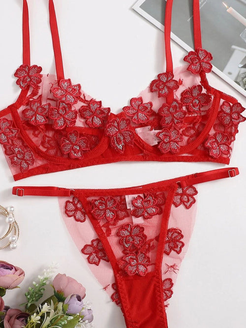 Rose Whisper Lace Bra Set