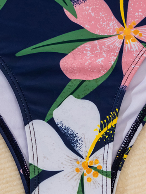 Floral High-Waist Ruffle Bikini Delight