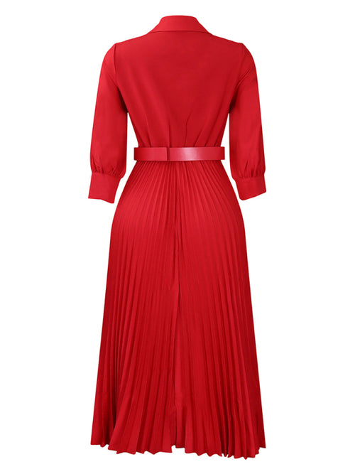 Autumn Ember Pleated Dress