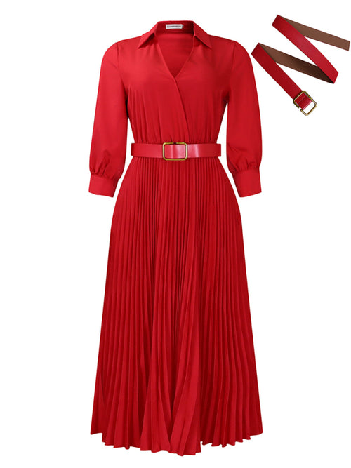 Autumn Ember Pleated Dress