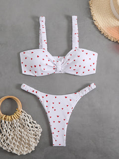 Floral Halter Suspender Bikini Set