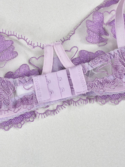 Embroidered Heart-Shaped Lingerie Set