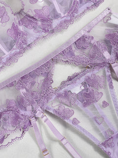 Embroidered Heart-Shaped Lingerie Set