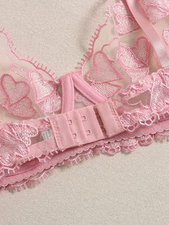 Embroidered Heart-Shaped Lingerie Set