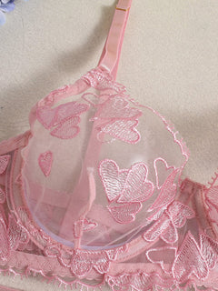Embroidered Heart-Shaped Lingerie Set
