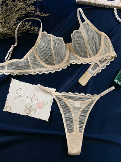 Seductive Hollow Wave Lace Set