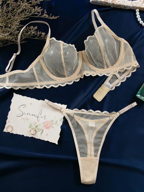 Seductive Hollow Wave Lace Set