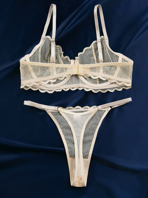 Seductive Hollow Wave Lace Set