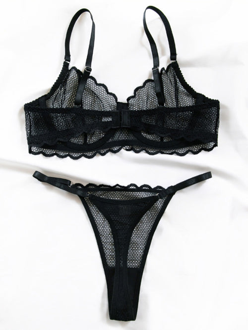 Seductive Hollow Wave Lace Set