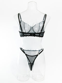 Seductive Hollow Wave Lace Set
