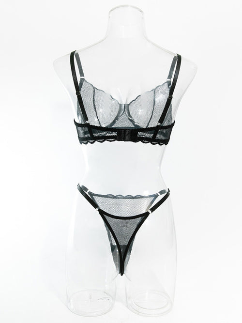 Seductive Hollow Wave Lace Set