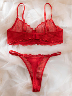 Seductive Hollow Wave Lace Set