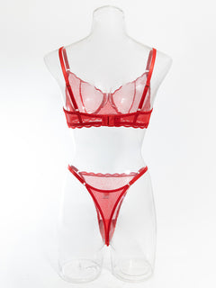 Seductive Hollow Wave Lace Set