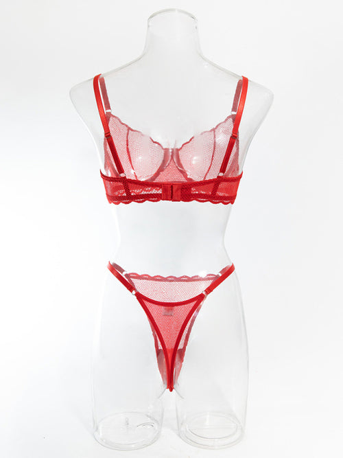 Seductive Hollow Wave Lace Set