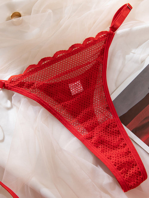 Seductive Hollow Wave Lace Set