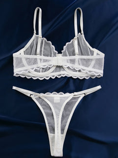 Seductive Hollow Wave Lace Set