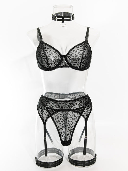 Seductive Leopard Print Suspenders