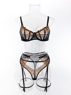 Enchanting Gold Lace Lingerie Set