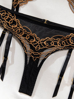 Enchanting Gold Lace Lingerie Set