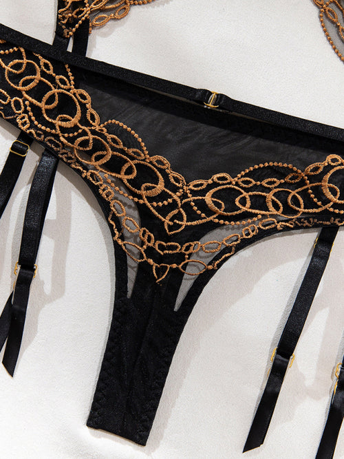 Enchanting Gold Lace Lingerie Set