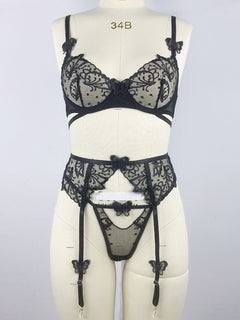 Luxe Butterfly Embroidered Lingerie Set