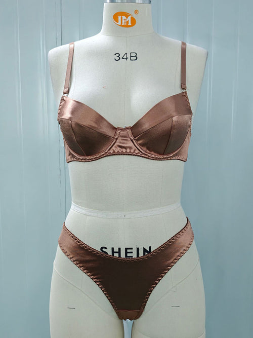 Seductive Satin Underwire Bra Set