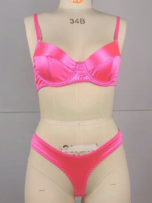 Seductive Satin Underwire Bra Set