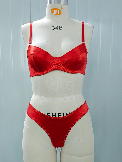 Seductive Satin Underwire Bra Set