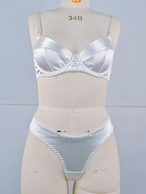 Seductive Satin Underwire Bra Set