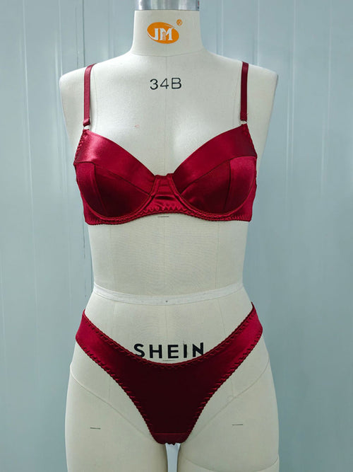 Seductive Satin Underwire Bra Set
