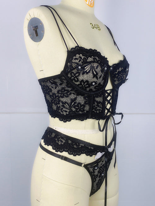 Floral Elegance Lace Bra Set
