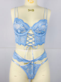Floral Elegance Lace Bra Set