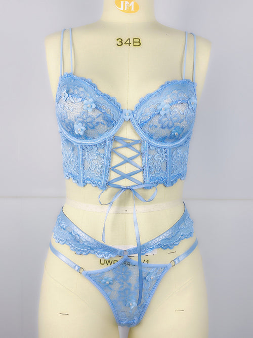 Floral Elegance Lace Bra Set