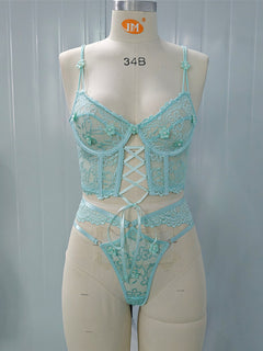 Floral Elegance Lace Bra Set