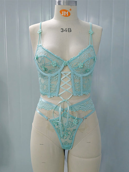 Floral Elegance Lace Bra Set
