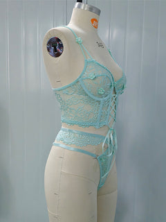 Floral Elegance Lace Bra Set