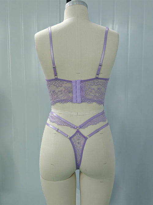 Floral Elegance Lace Bra Set