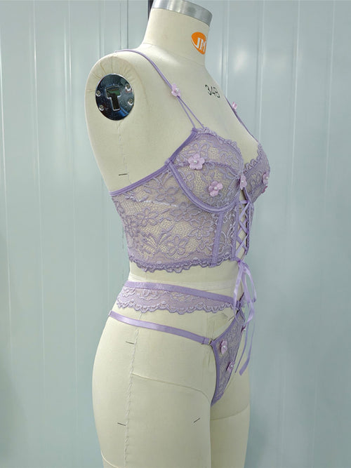 Floral Elegance Lace Bra Set