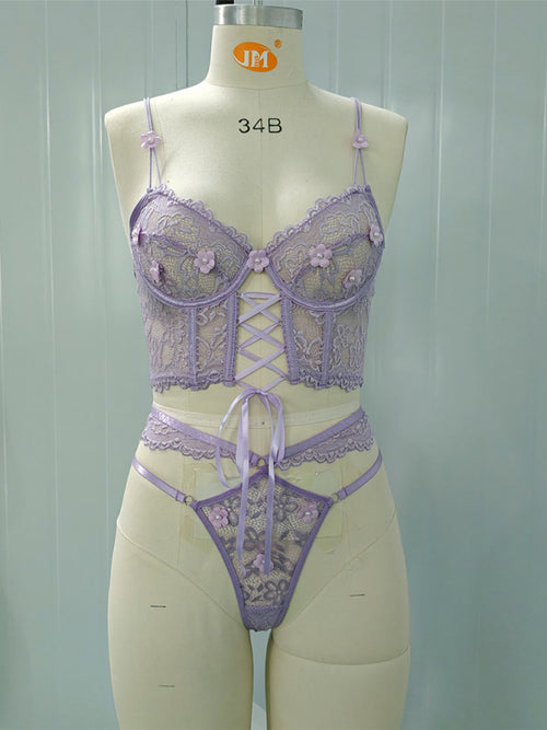 Floral Elegance Lace Bra Set