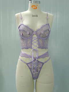 Floral Elegance Lace Bra Set