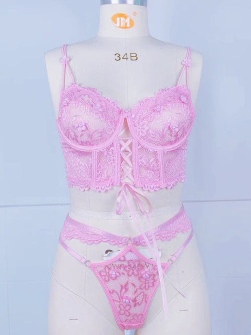 Floral Elegance Lace Bra Set