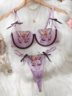 Lila's Dreamy Black Butterfly Lingerie