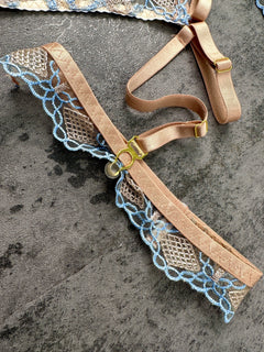 Sophia Blue & Beige Plaid Lingerie Set