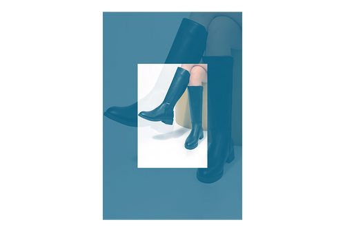 nekkidnow.com Blue knee-high boots on a white background